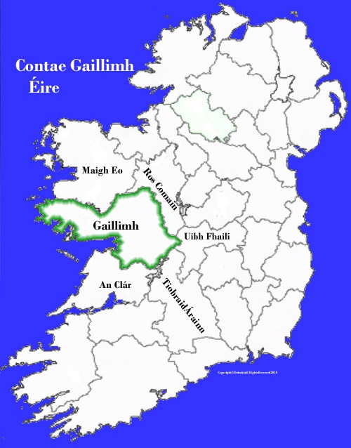 Galway county map and flag Ireland