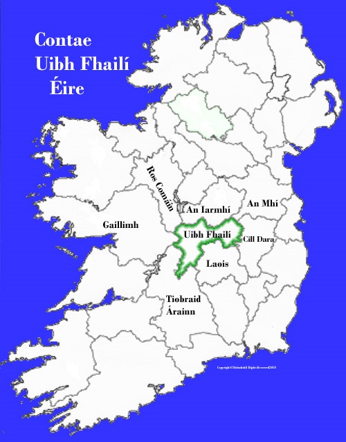 Map of county Offaly Ireland