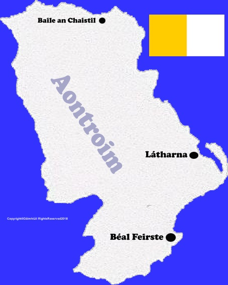 Antrim county map with flag