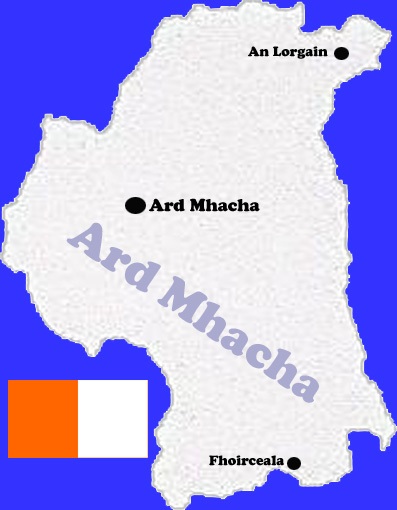 Armagh county map with flag and text