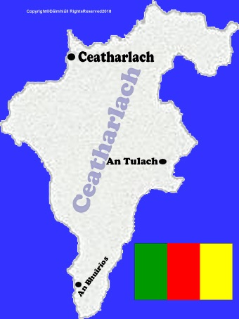 Carlow county map with flag and text