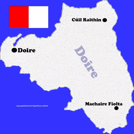 Derry county map with flag and text
