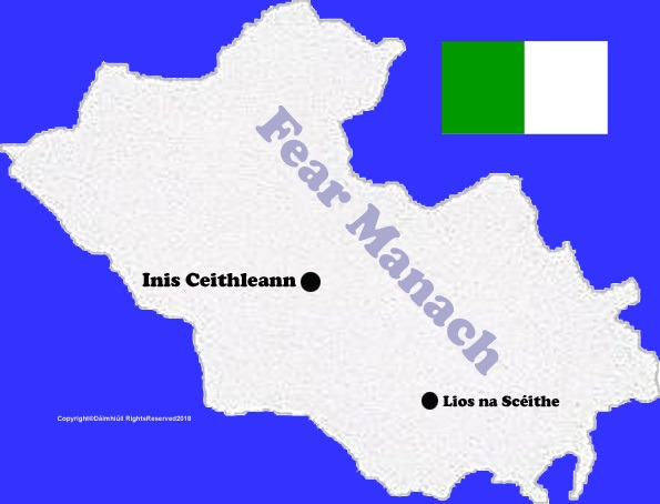 Fermanagh county map with flag and text