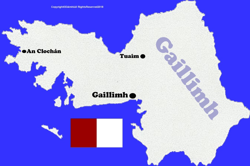 Galway county map with flag and text