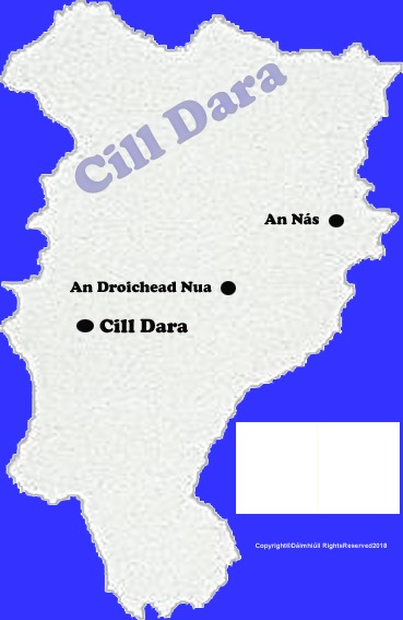 Kildare county map with flag and text