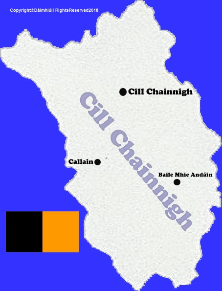 Kilkenny county map with flag and text