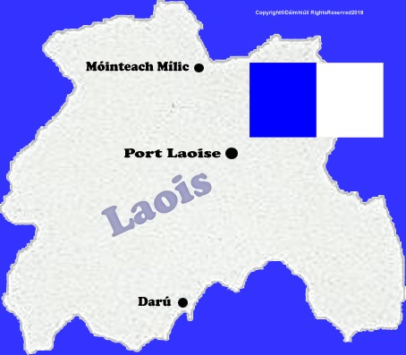 Laois county map with flag and text