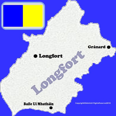 Longford county map with flag and text