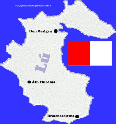 Louth county map with flag and text