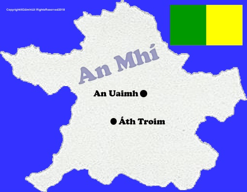 Meath county map with flag and text