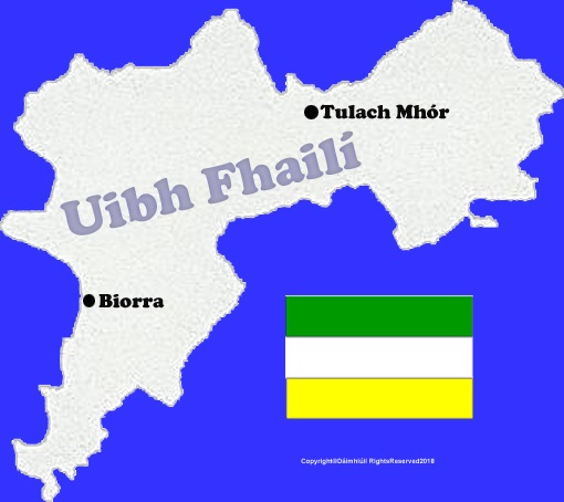 Offaly county map with flag and text