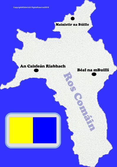 Roscommon county map with flag and text