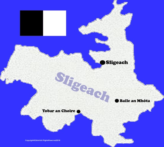 Sligo county map with flag and text