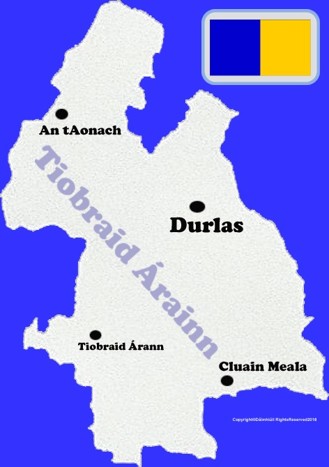 Tipperary county map with flag and text