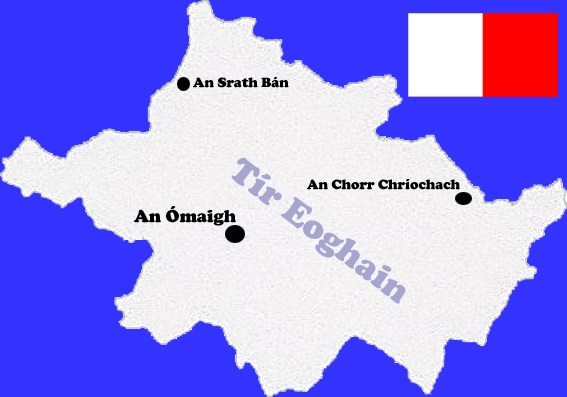 Tyrone county map with flag and text