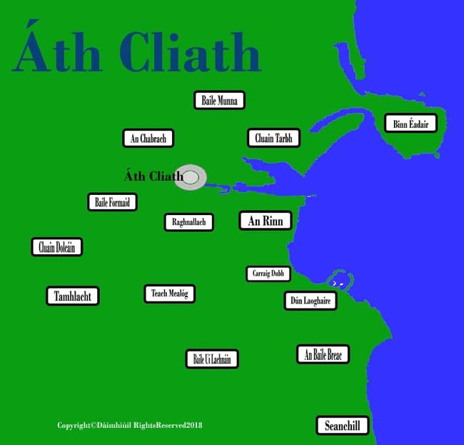 Dublin city and districts map Ireland