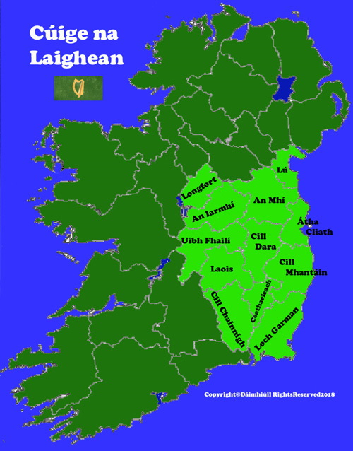 Map of Leinster Ireland showning counties