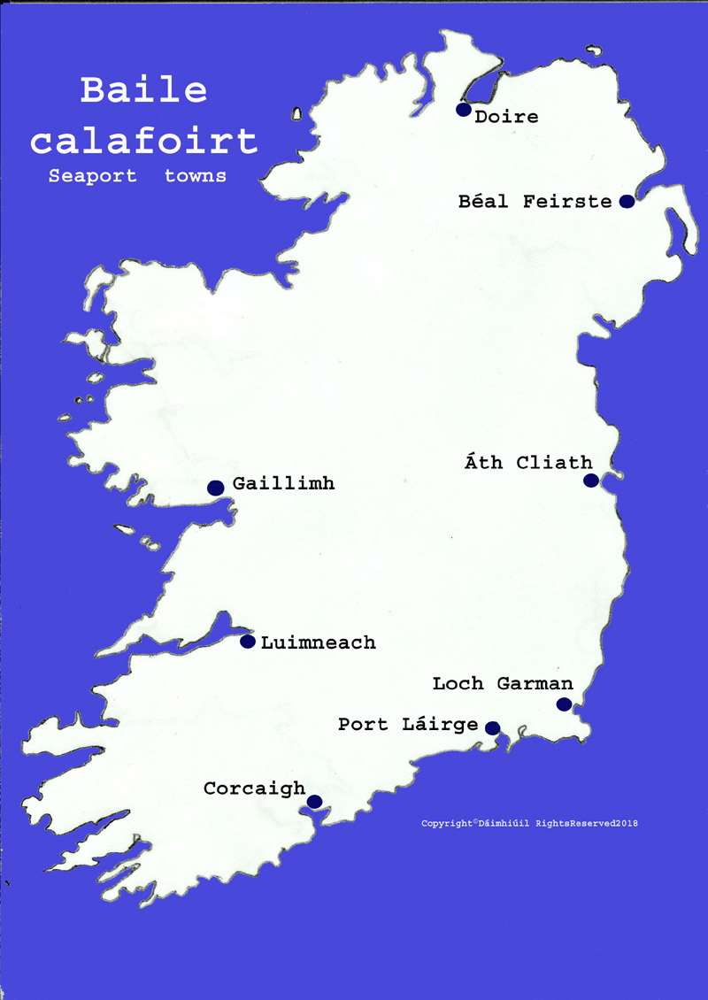 Map of Ireland ports