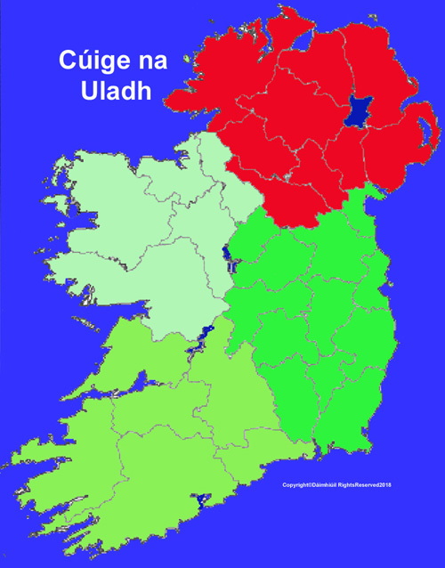 Map of Ulster shown as one unit