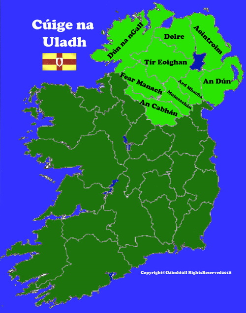 Map of Ulster province in Ireland